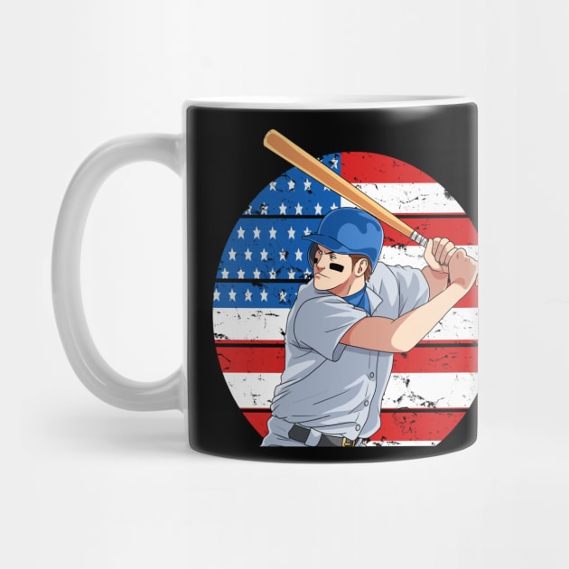 Baseball Player Home run Hitter American Flag by Noseking